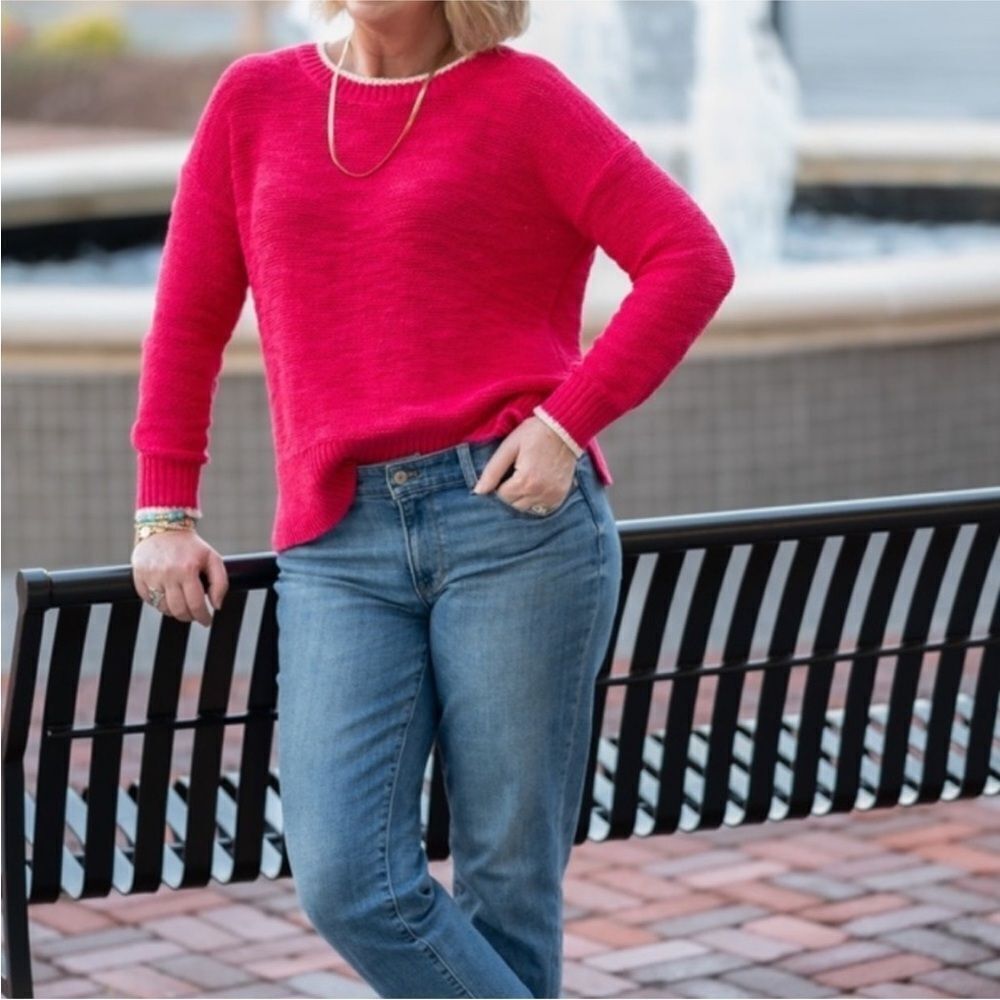 [J. Crew] Pink Tipped Beach Pullover Sweater